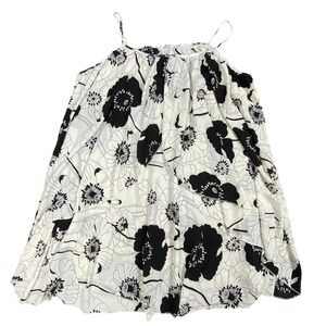 Rosegal Women 2X Cami Top Black White Floral Layered Spaghetti Strap Poppy Print